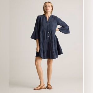 Quince Navy Blue Tiered Mini Dress